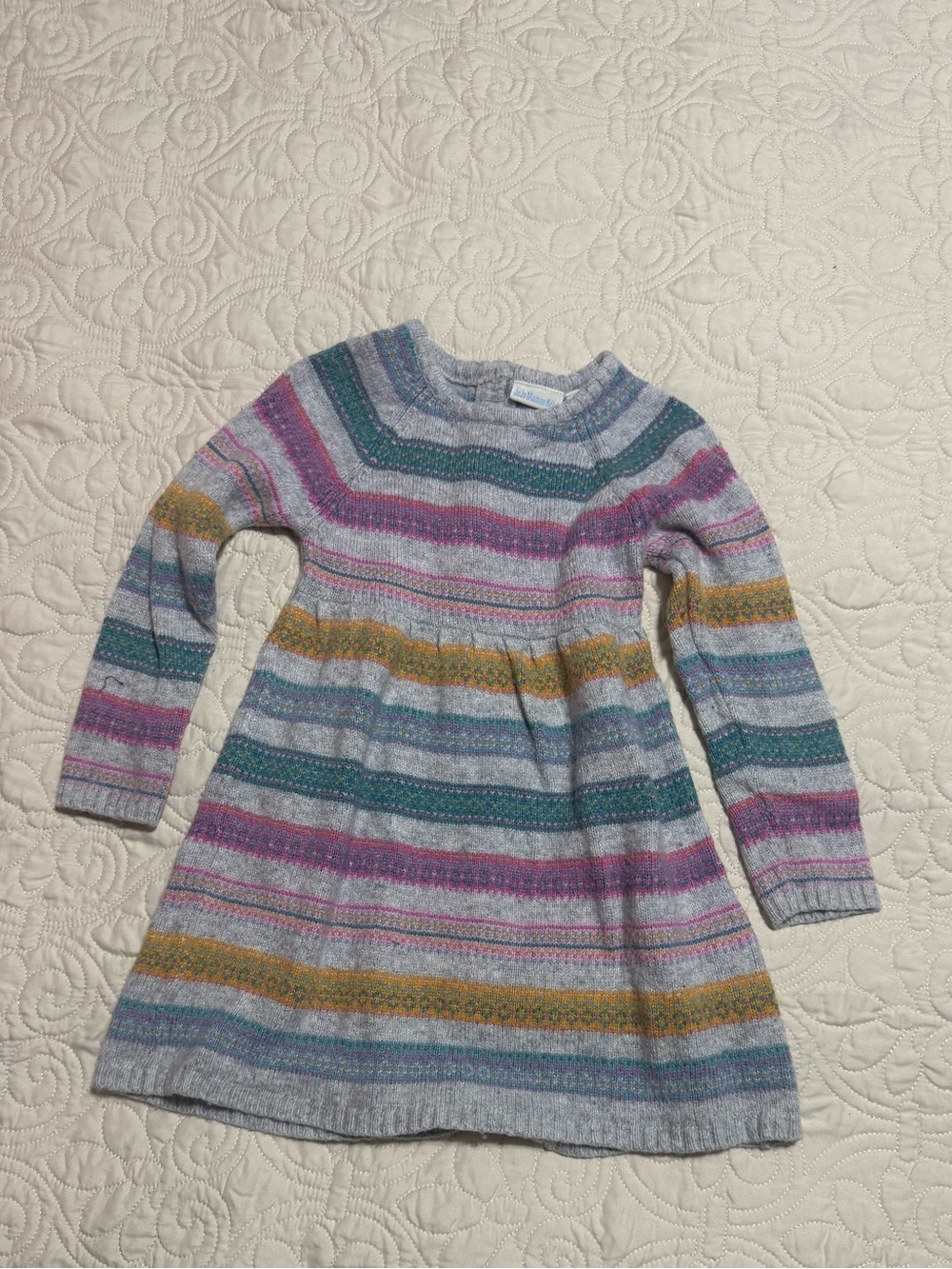 JoJo Maman Bebe toddler Girls' Multicolor Stripe sweater dress in 2T